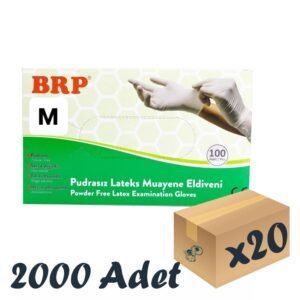 BRP Lateks Pudrasız Muayene Eldiveni 20 Kutu 2000 Adet Medium