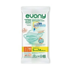 Evony S/M Beden Yumuşak Elastik Kulaklı Cerrahi Maske 10'lu Paket
