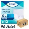 TENA ProSkin Pants Plus Emici Külot, En Büyük Boy (XL), 6 Damla, 12'li 8 Paket 96 Adet