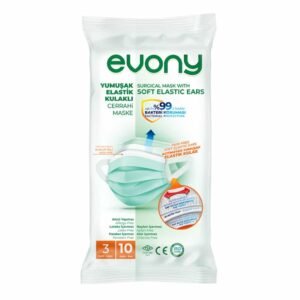 Evony Yumuşak Elastik Kulaklı Cerrahi Maske 10'lu Paket