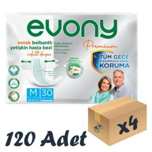 Evony Premium Esnek Bel Bantlı Yetişkin Hasta Bezi Medium 30’lu 4 Paket 120 Adet