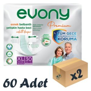 Evony Premium Esnek Bel Bantlı Yetişkin Hasta Bezi XLarge 30’lu 2 Paket 60 Adet