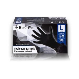 Has-pet Siyah Nitril Pudrasız Eldiven 100 Adet Large