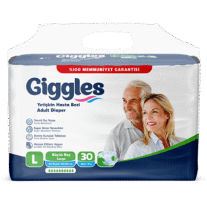 Giggles Yetişkin Tekstil Yüzeyli Belbantlı Hasta Bezi Büyük Boy (L) 30’lu 4 Paket 120 Adet
