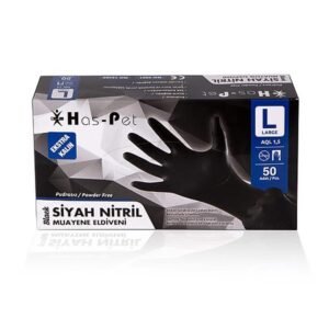 Has-pet Siyah Nitril Extra Kalın Eldiven 50 Adet Large