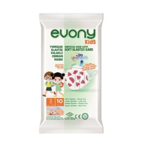 Evony Kids Yumuşak Elastik Kulaklı Cerrahi Çocuk Maskesi 10'lu Paket