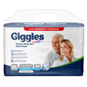 Giggles Yetişkin Tekstil Yüzeyli Belbantlı Hasta Bezi Büyük Boy (XL) 30’lu 4 Paket 120 Adet