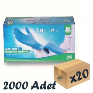 Has-Pet Mavi Nitril Eldiven Medium 100’lü 20 Paket 2000 Adet