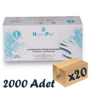 Has-Pet Lateks Muayene Eldiveni Pudrasız Large 100’lü 20 Paket 2000 Adet