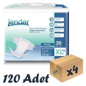 Jender Tekstil Yüzeyli Bel Bantlı Yetişkin Hasta Bezi XLarge 30'lu 4 Paket 120 Adet