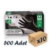 Has-pet Siyah Nitril Extra Kalın Eldiven 50'li 10 Paket 500 Adet Medium