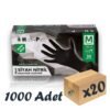 Has-pet Siyah Nitril Extra Kalın Eldiven 50'li 20 Paket 1000 Adet Medium