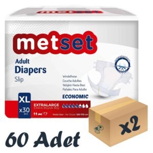 Metset Ekonomik Bel Bantlı Hasta Bezi 5,5 Damla XLarge En Büyük Boy XL Beden 30'lu 2 Paket 60 Adet