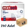 Metset Ekonomik Bel Bantlı Hasta Bezi 5,5 Damla Medium Orta Boy M Beden 30'lu 8 Paket 240 Adet