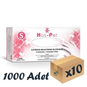 Has-Pet Lateks Muayene Eldiveni Pudrasız 100'lü 10 Paket 1000 Adet Small