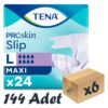 TENA Slip Maxi Bel Bantlı Hasta Bezi, Büyük Boy (L), 8 Damla, 24'lü 6 Paket 144 Adet
